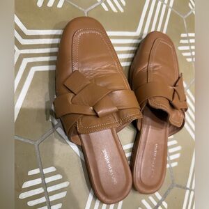 Saks Fifth Avenue | Size 8 |  Tan Braided Leather Mule Slides